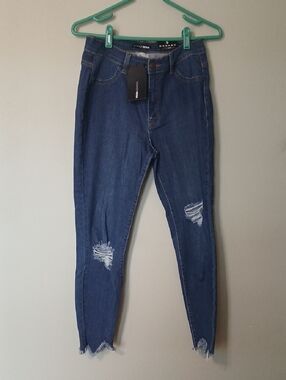 Fashion Nova Dark Blue Distressed Jeans Size 9